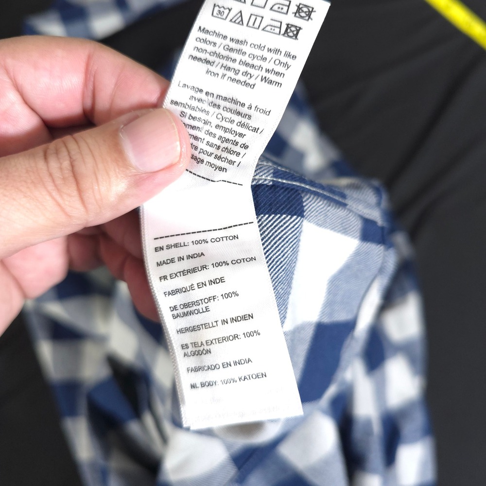 UNTUCKit Barrelstone Shirt Mens Medium Navy White Gingham Flannel 40713 Regular - Picture 9 of 11